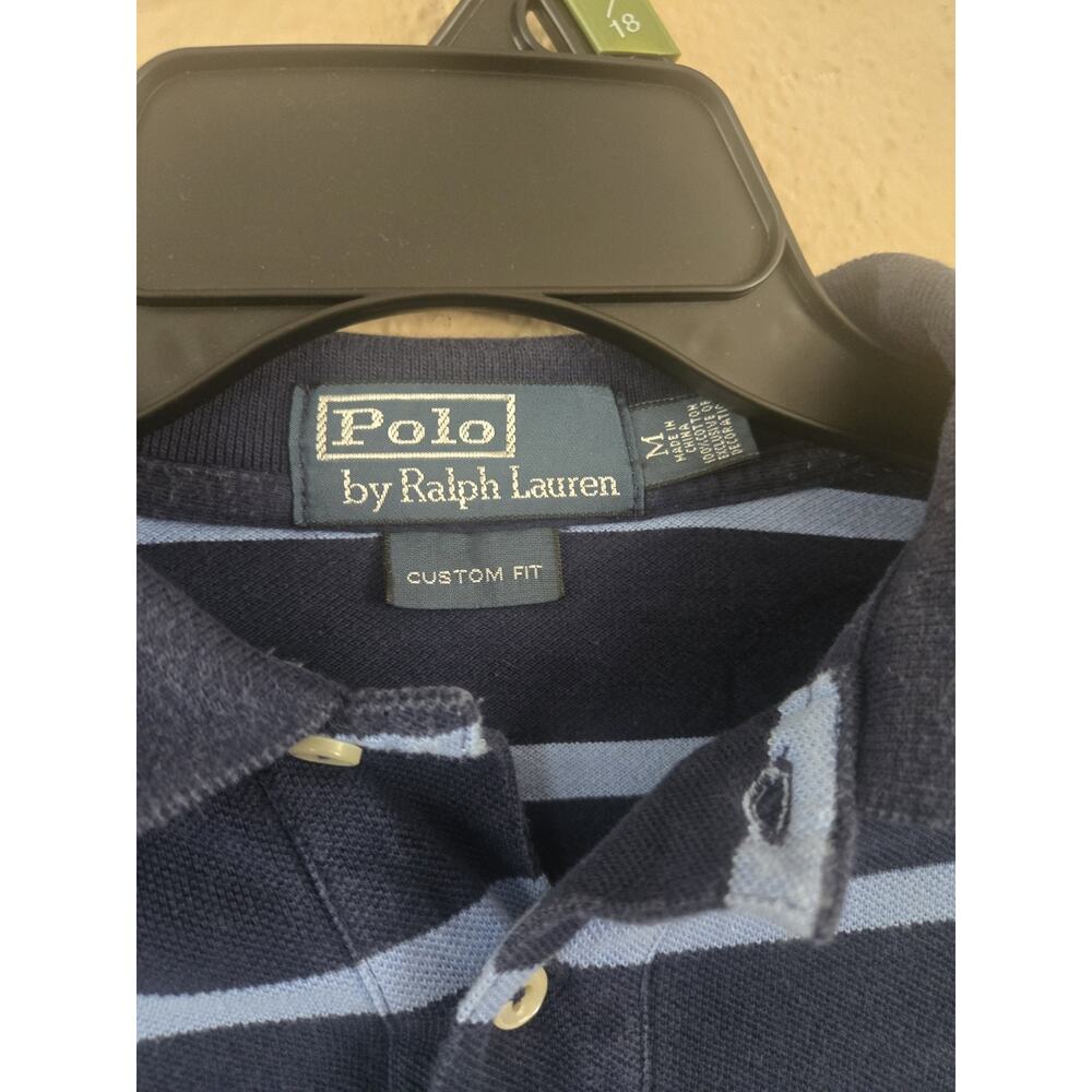 Polo By Ralph Lauren Mens Custom Fit Medium Blue Short Sleeved Polo Shirt - Picture 3 of 5